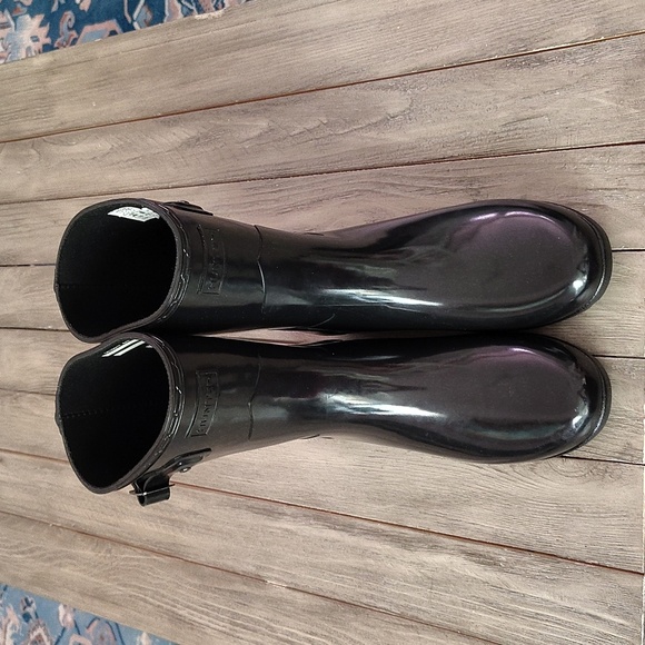 NEW HUNTER ORIGINAL REFINED SLIM FIT SHORT GLOSS DUO RAIN BOOTS SIZE 9 $189. - Picture 8 of 14